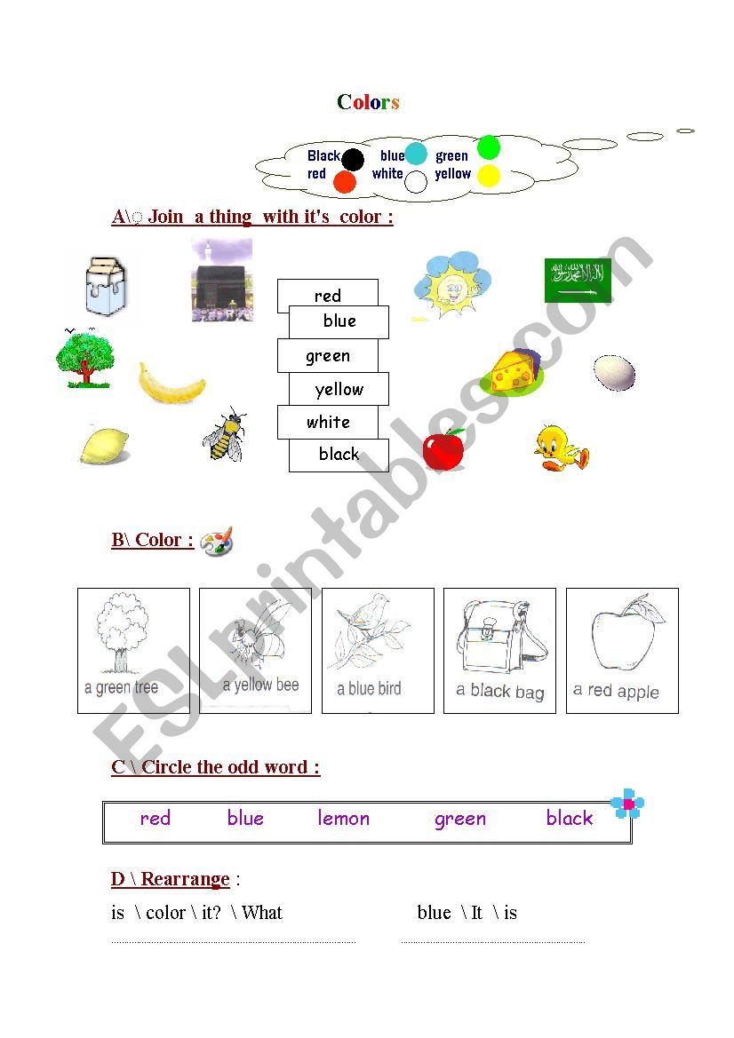 colours worksheet