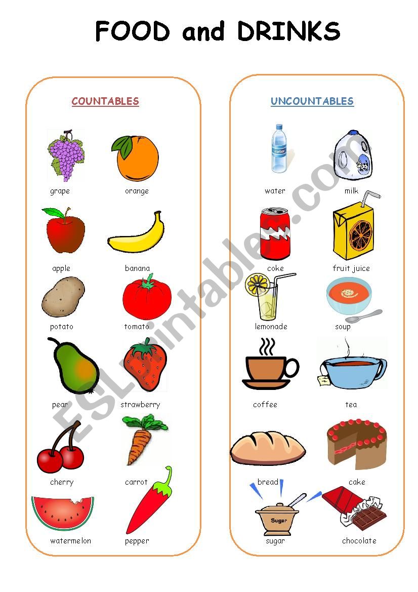 Food and Drinks worksheet