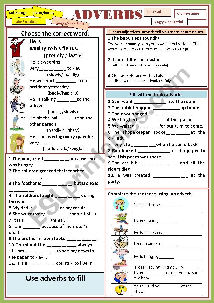 Adverbs Esl Worksheet