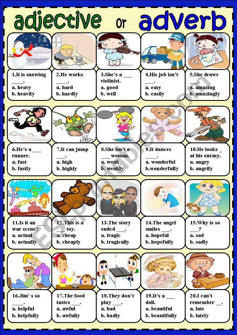 Worksheets On Adjectives And Adverbs