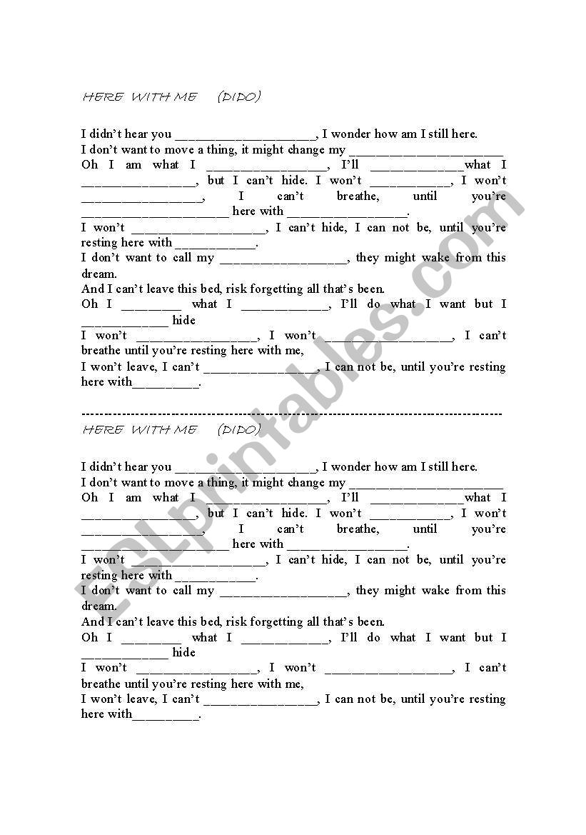 Here with me-Dido worksheet