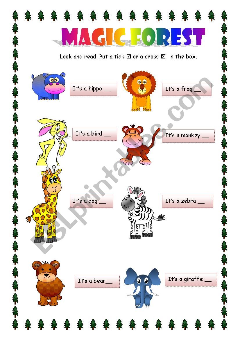 Animals - YLE Starters format worksheet