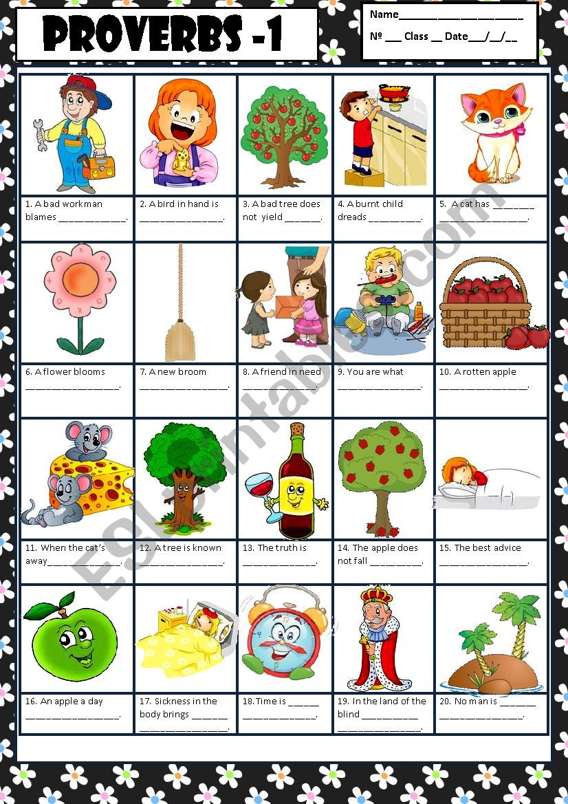PROVERBS 1 + KEY worksheet