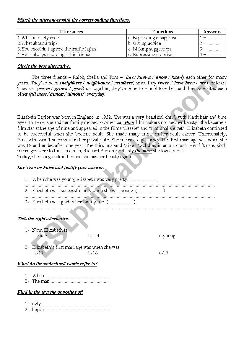 9th Form worksheet  27 worksheet