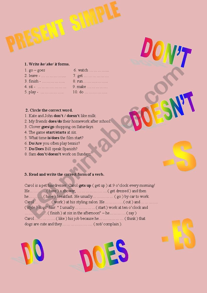 PRESENT SIMPLE  worksheet