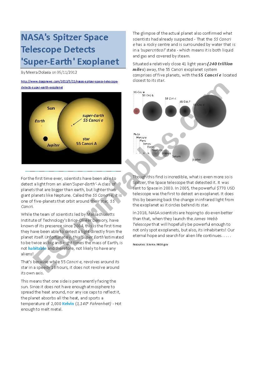 55 cancri e - a new planet worksheet