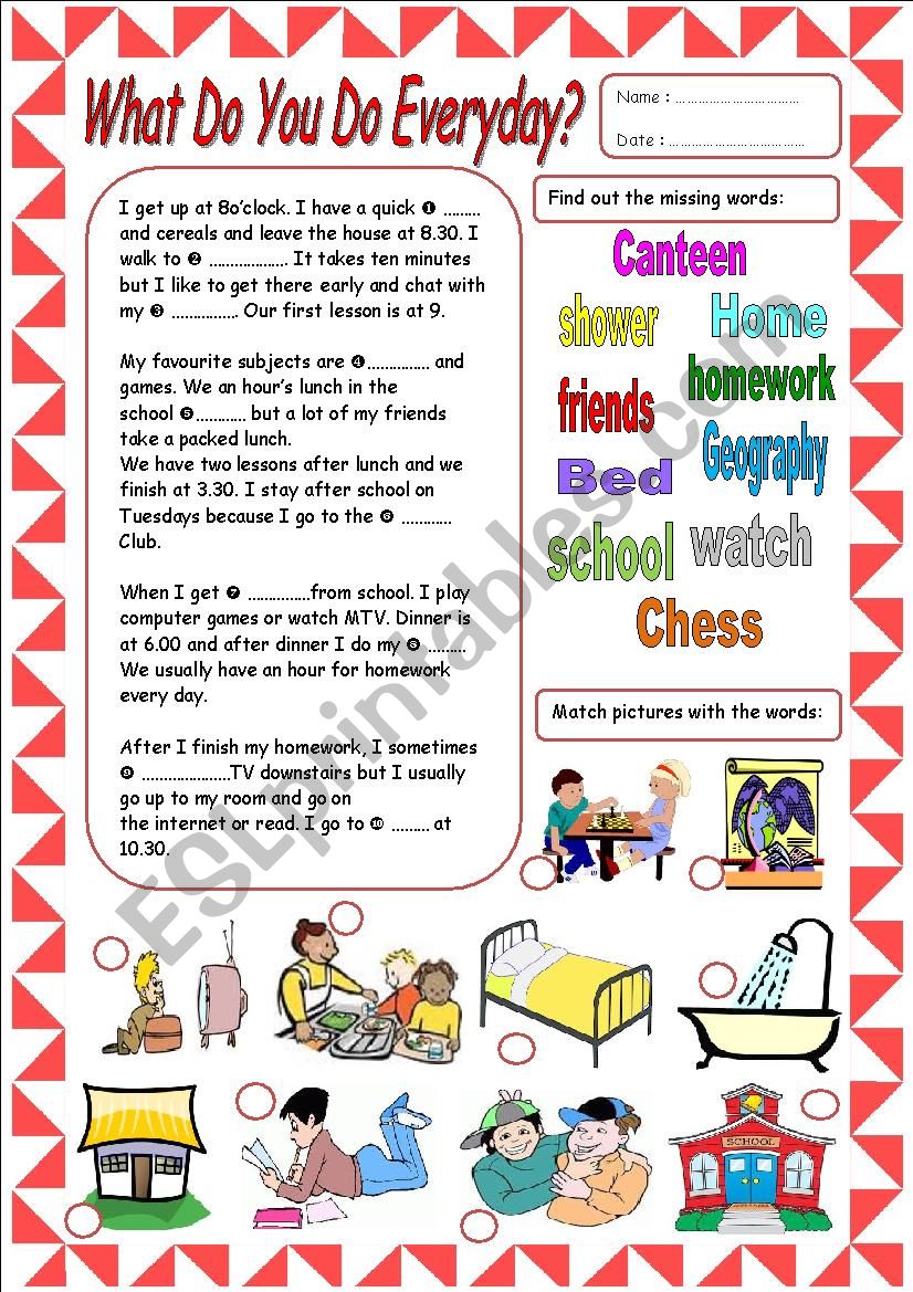 What Do You Do Everyday? worksheet
