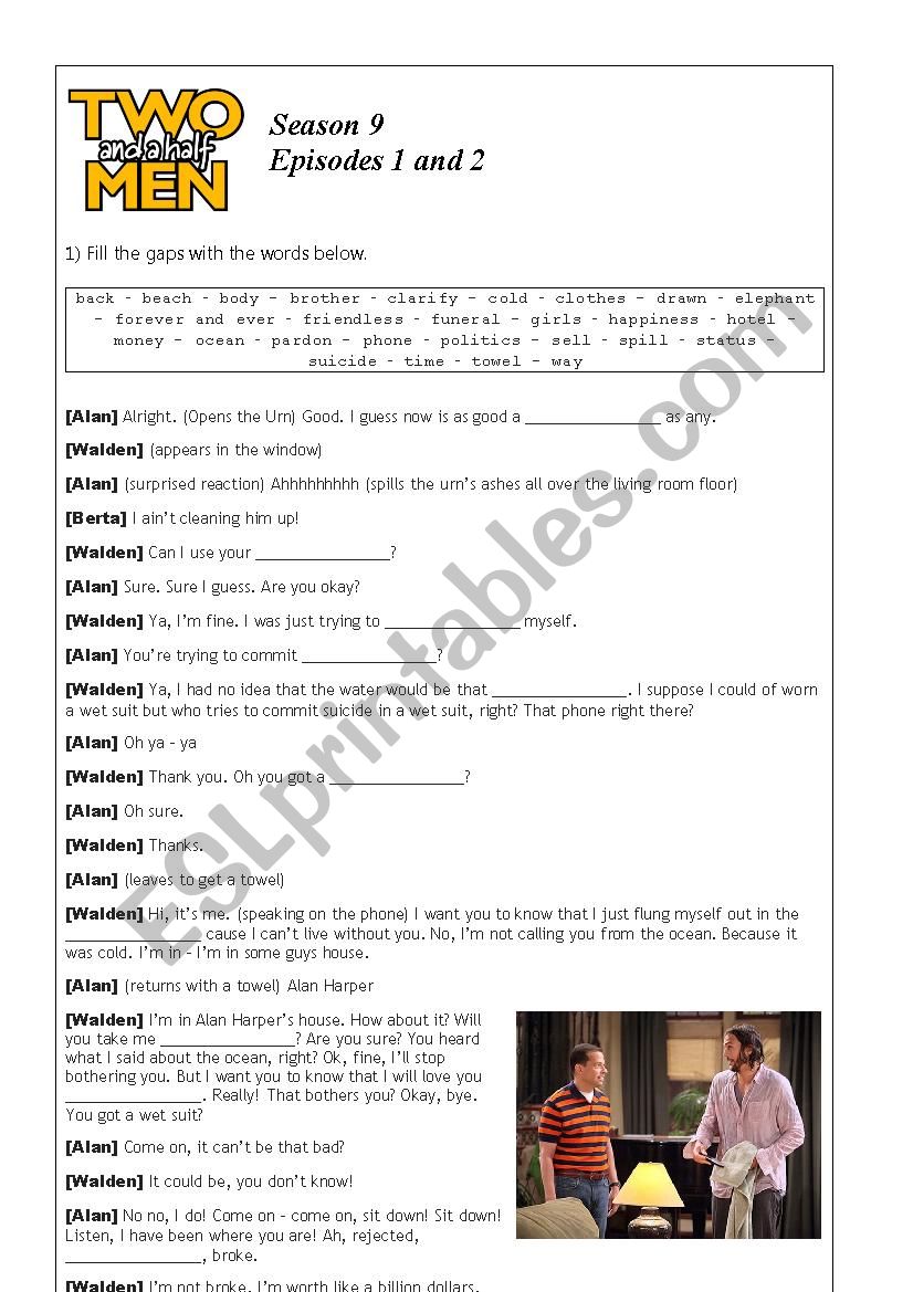 Two and a Half Men worksheet