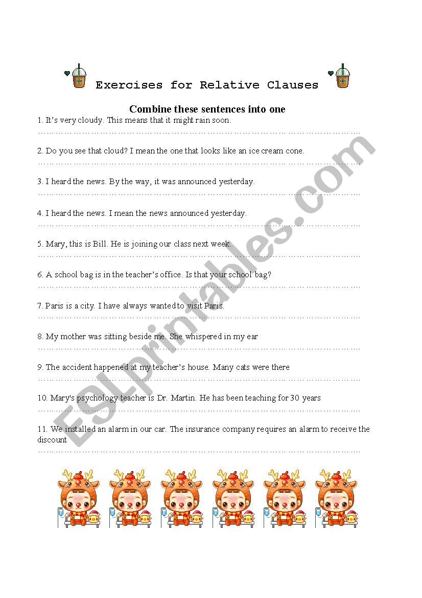 relative clauses worksheet
