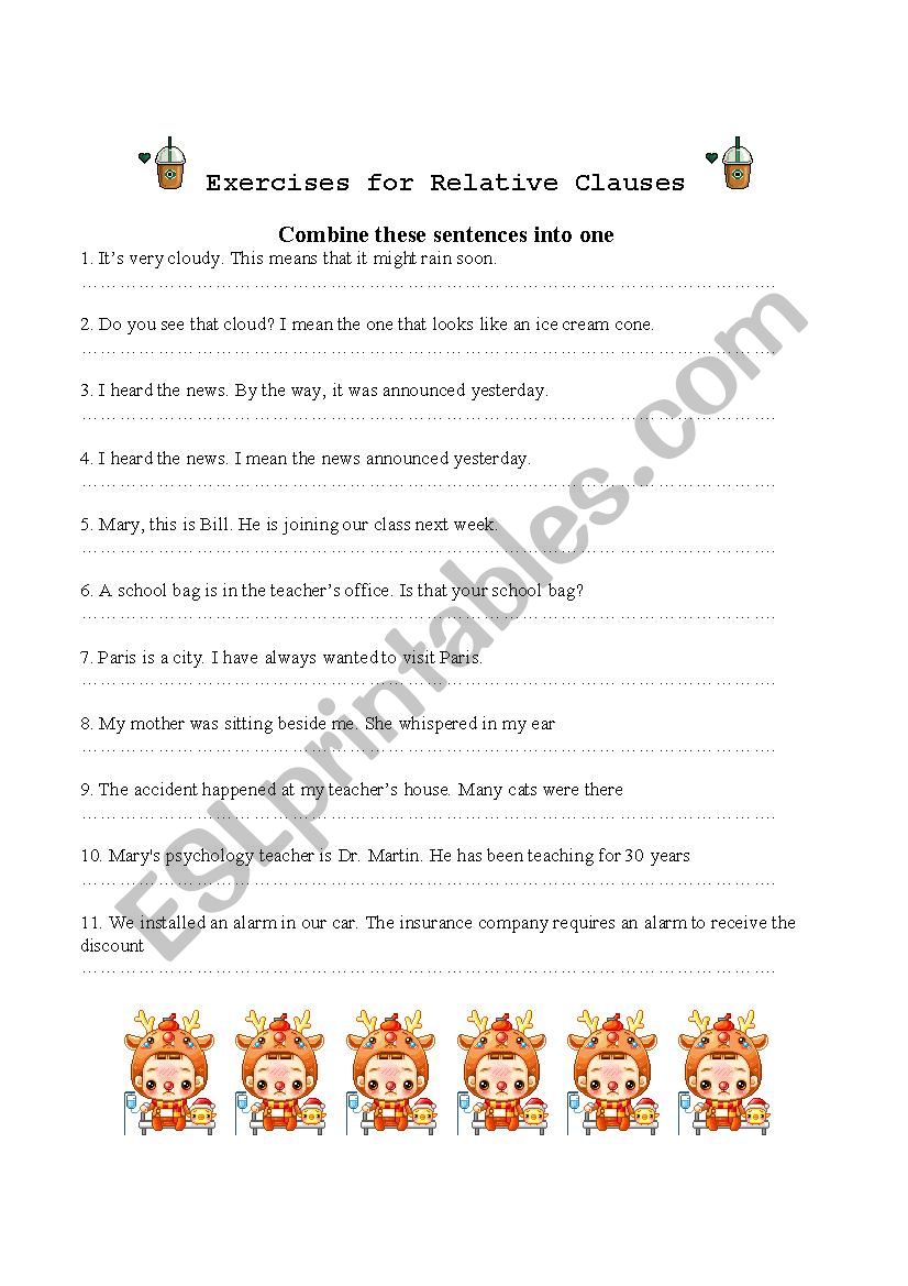 relative clauses worksheet