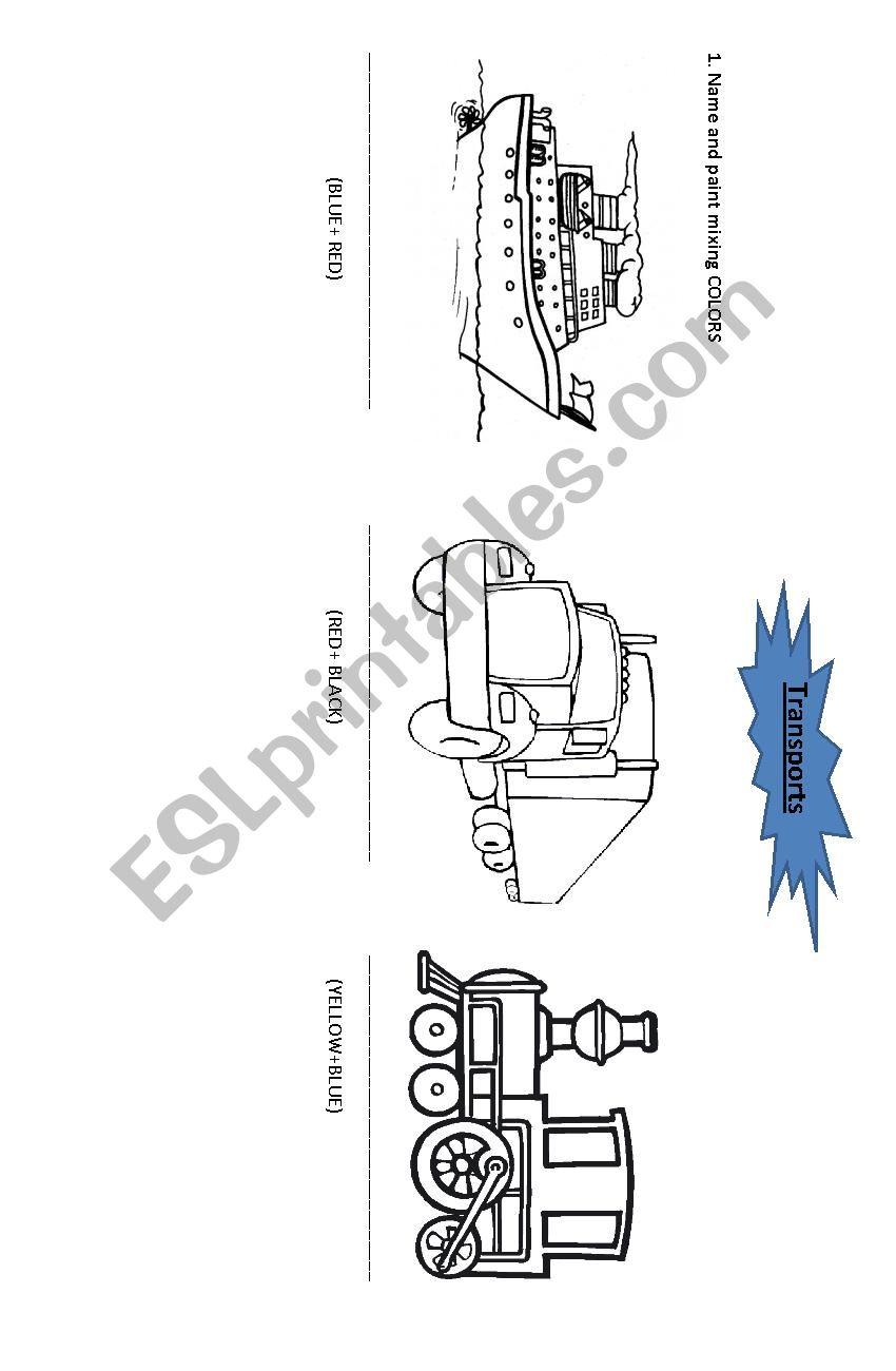 Transports and colors worksheet