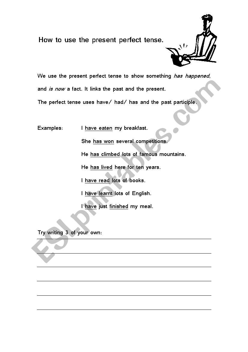 Using the present perfect worksheet