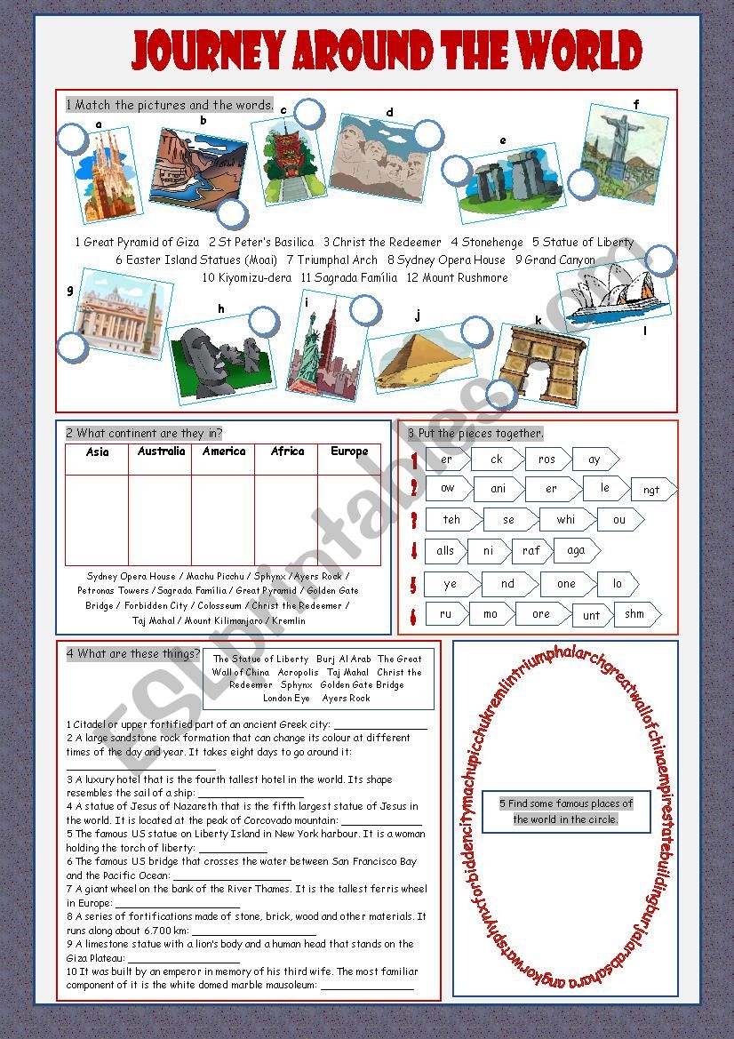 Journey Around The World Vocabulary Exercises