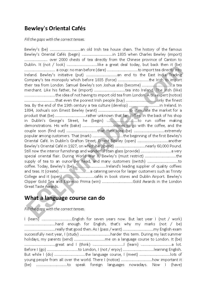 Mixed Tenses worksheet
