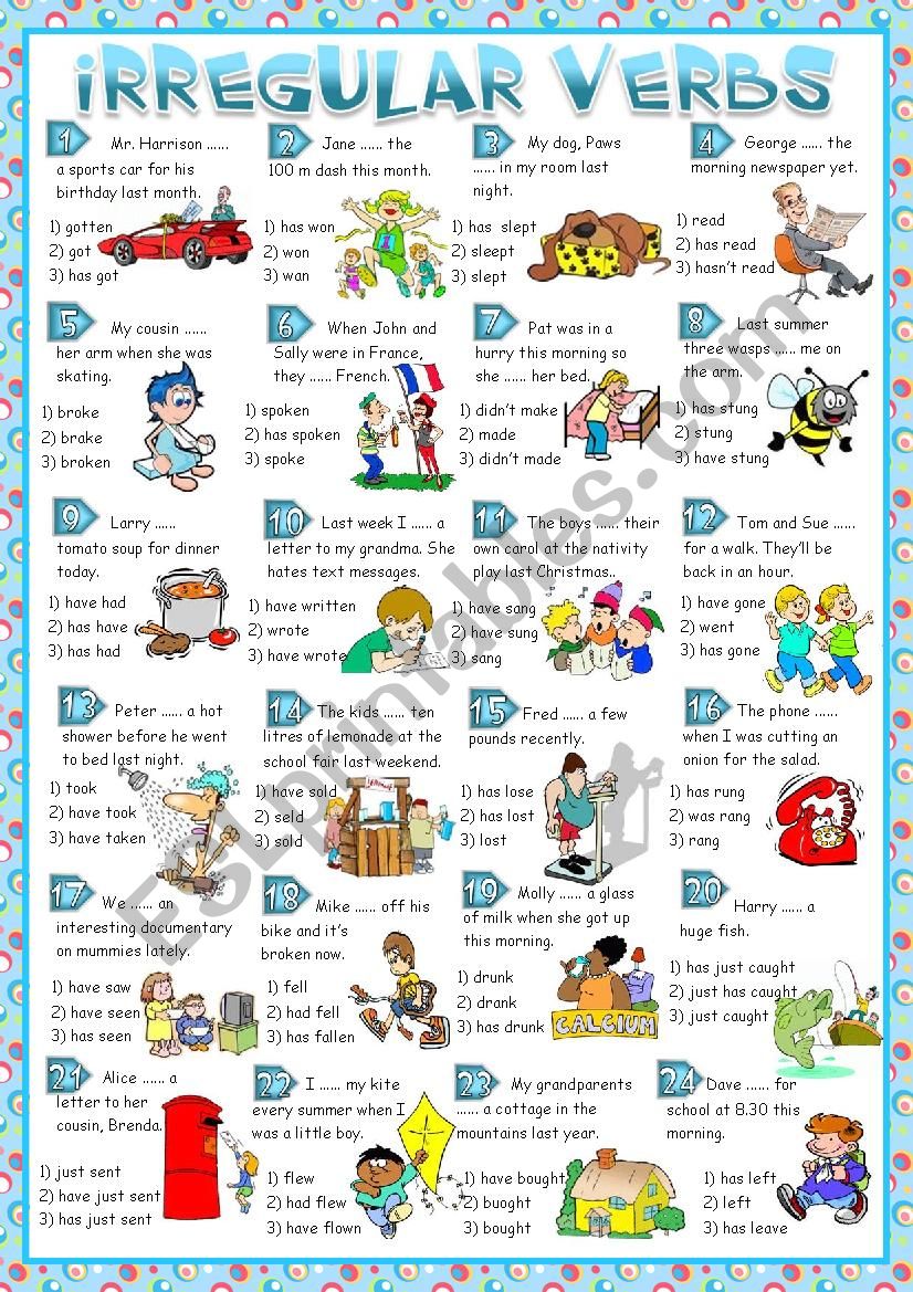 Irregular verbs practice worksheet