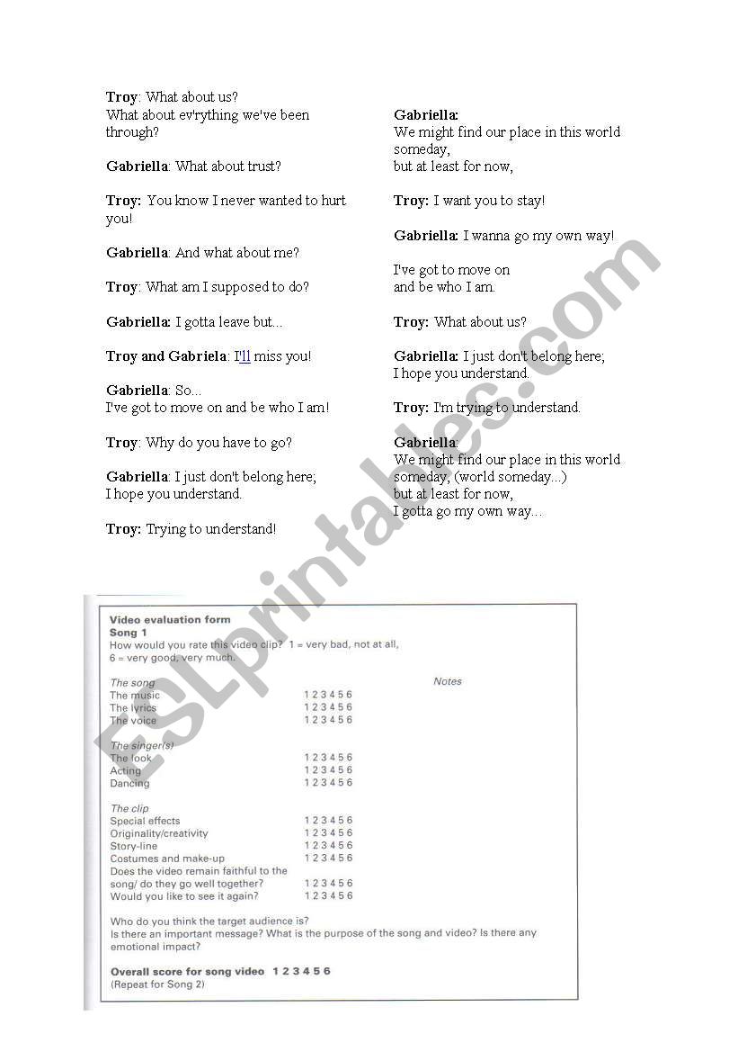 Song Gotta Go My Own Way High School Musical Video Evaluation Esl Worksheet By Maira Br Song Gotta Go My Own Way High School Musical Video Evaluation Esl Worksheet By Maira Br