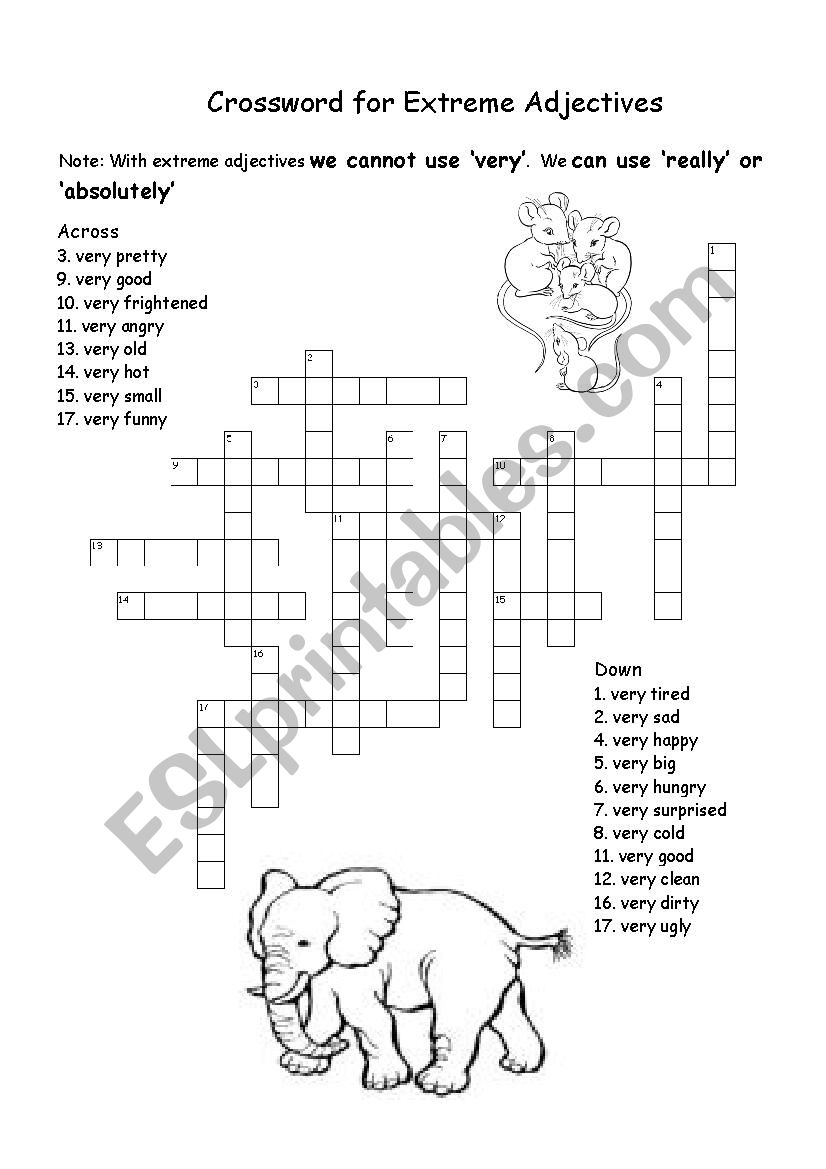 Crossword for Extreme Adjectives