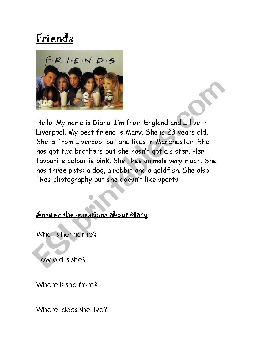 Friends worksheet