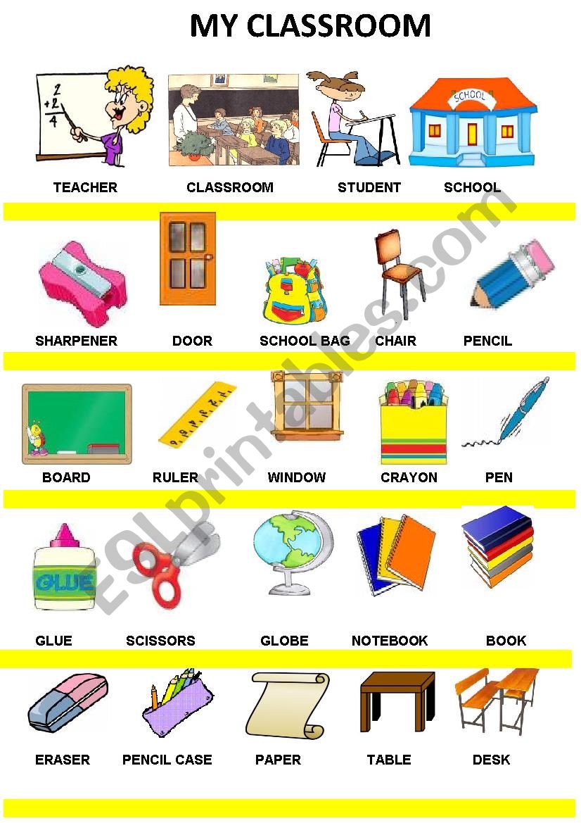 classroom objects worksheet