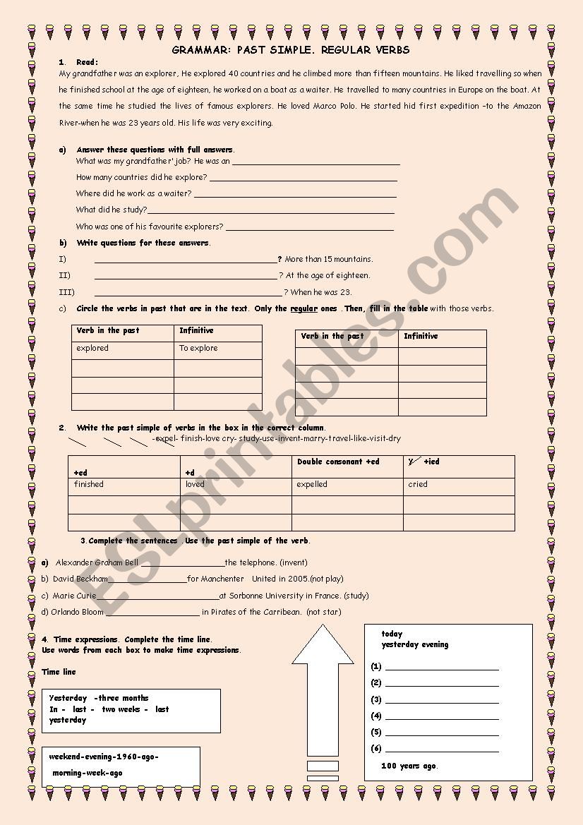 PAST SIMPLE REGULAR VERBS worksheet