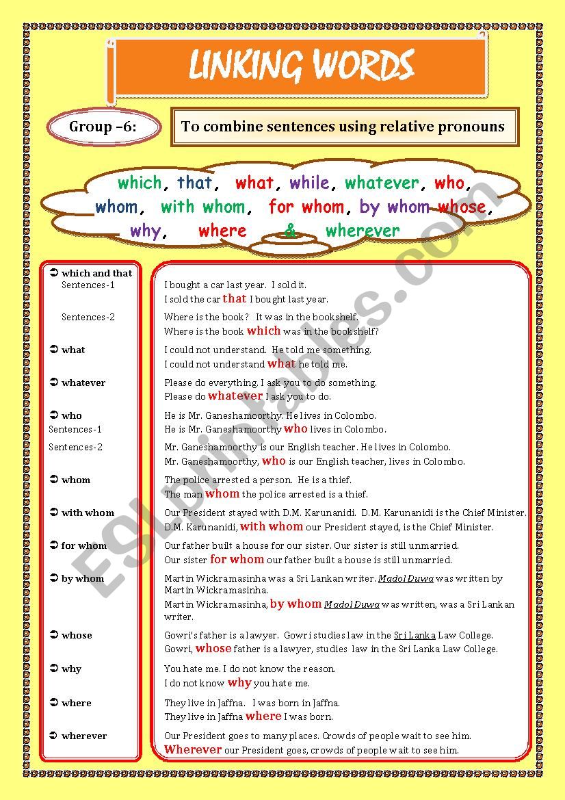 LINKING WORDS (Conjunctions + Adverbs) Page - 07