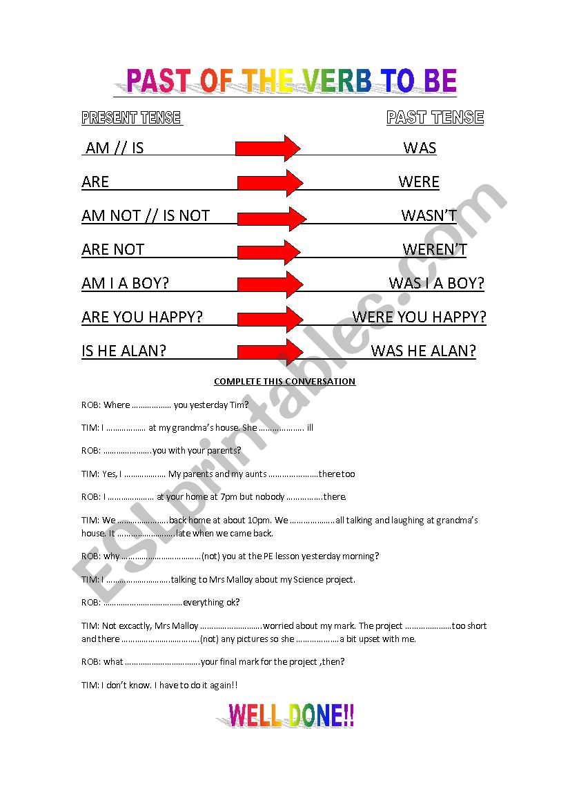 PAST OF TO BE worksheet