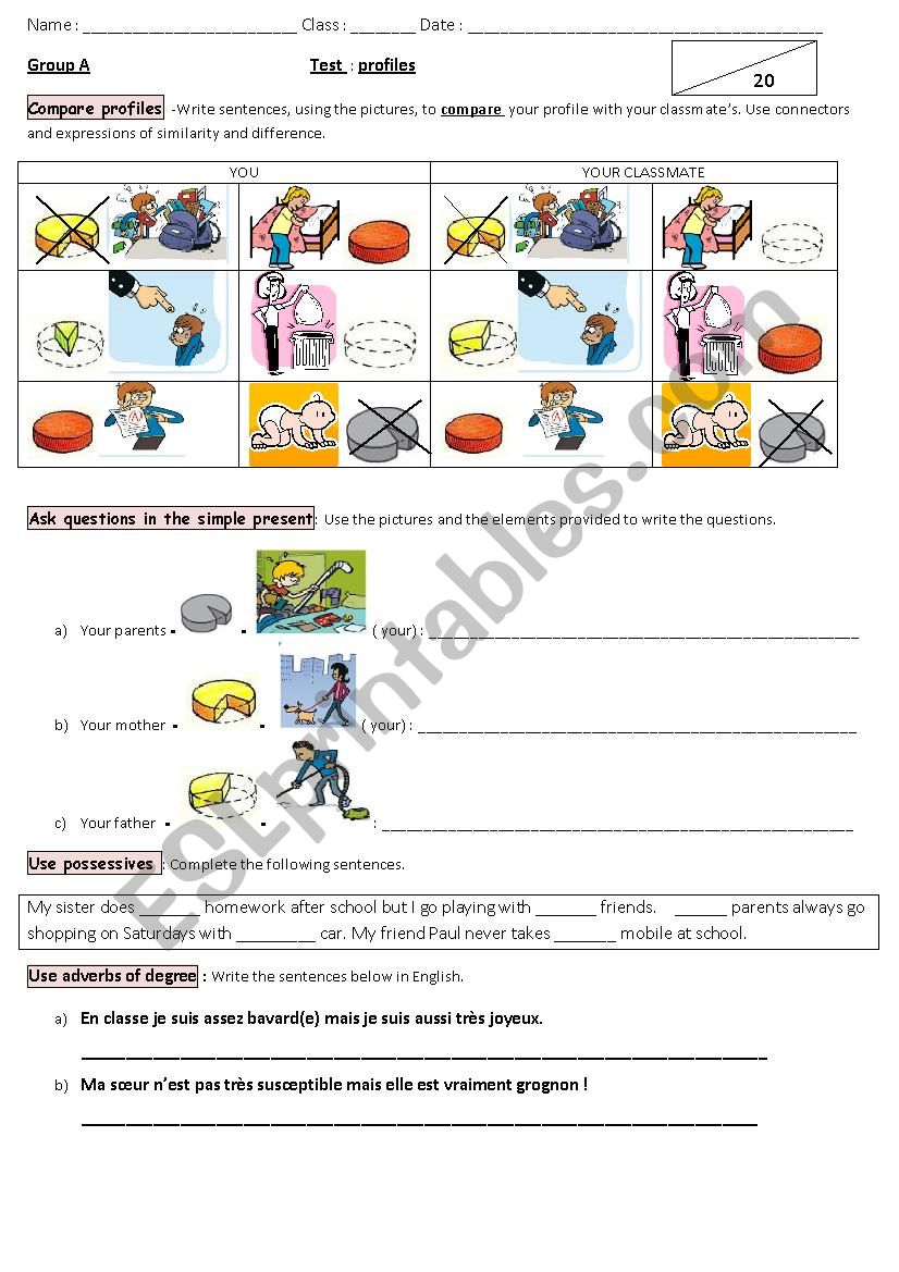 TEST ON PROFILES worksheet