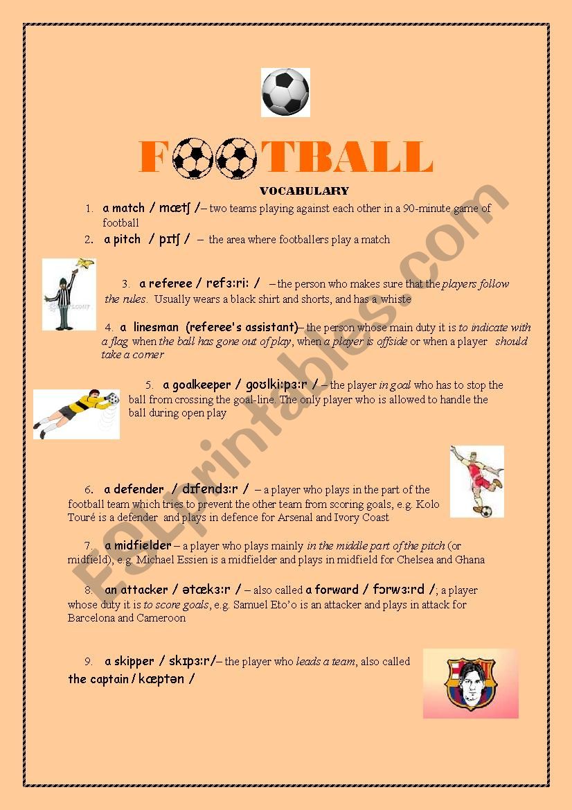 Football Vocabulary worksheet