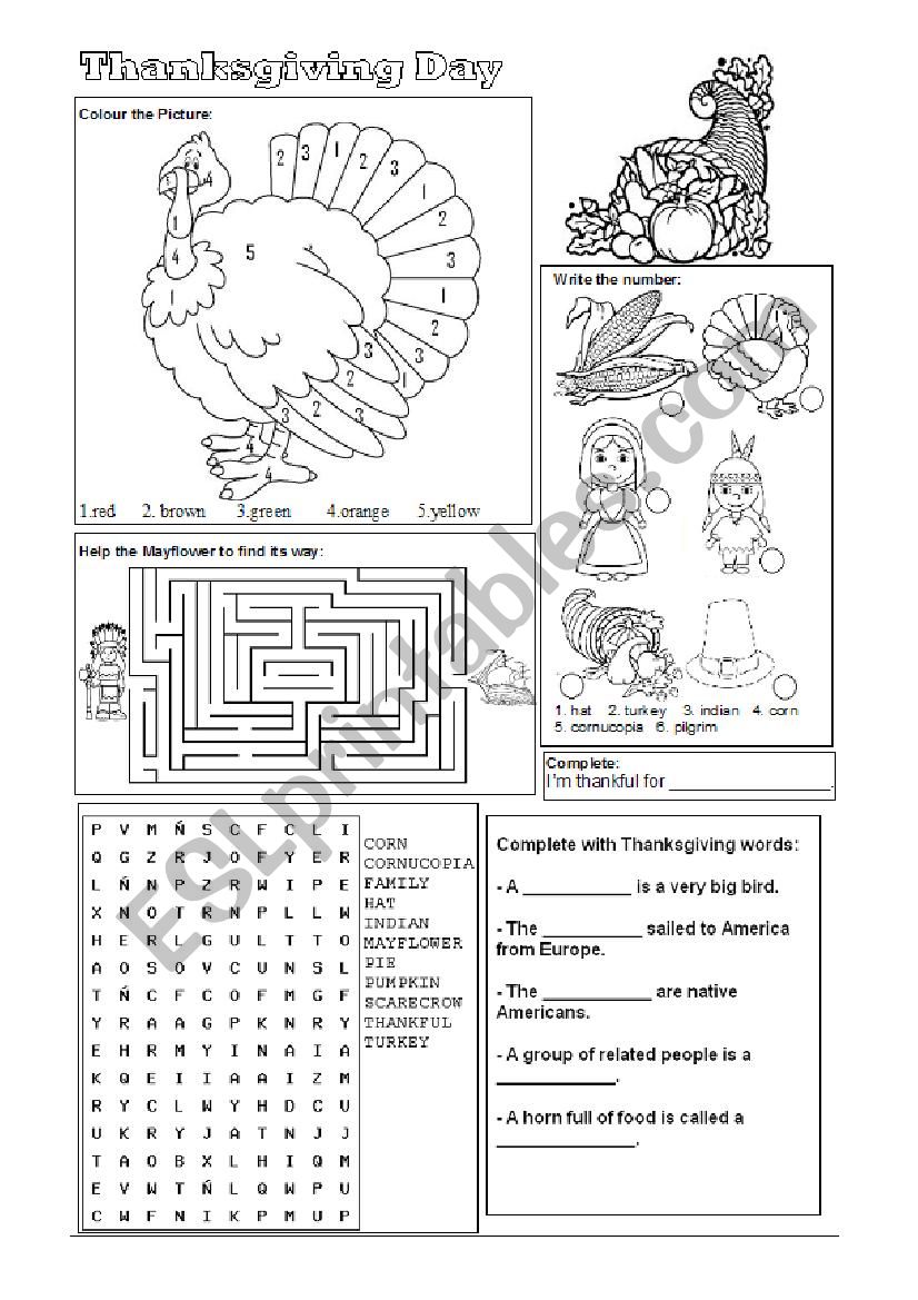 Thanksgiving day worksheet