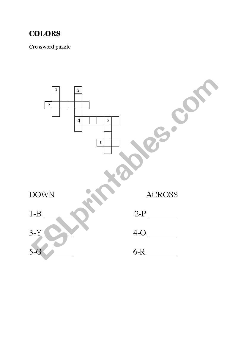 colours worksheet