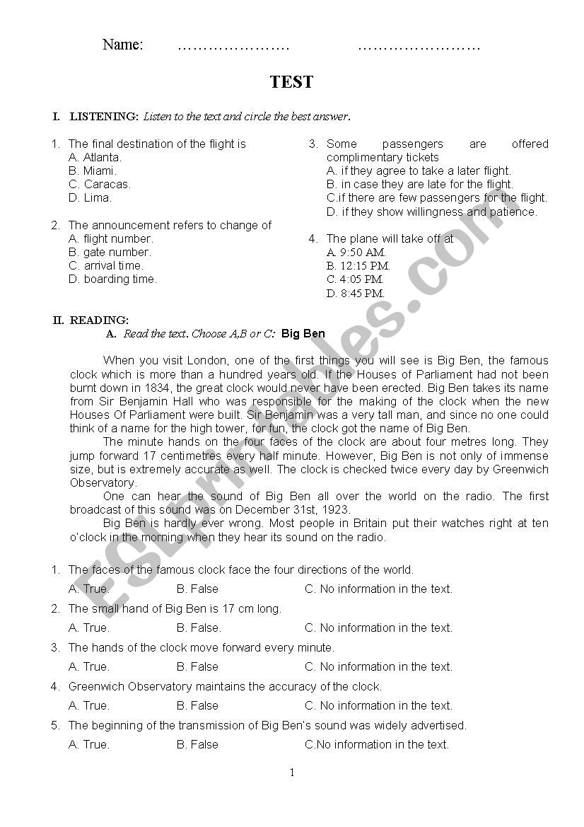 Test worksheet