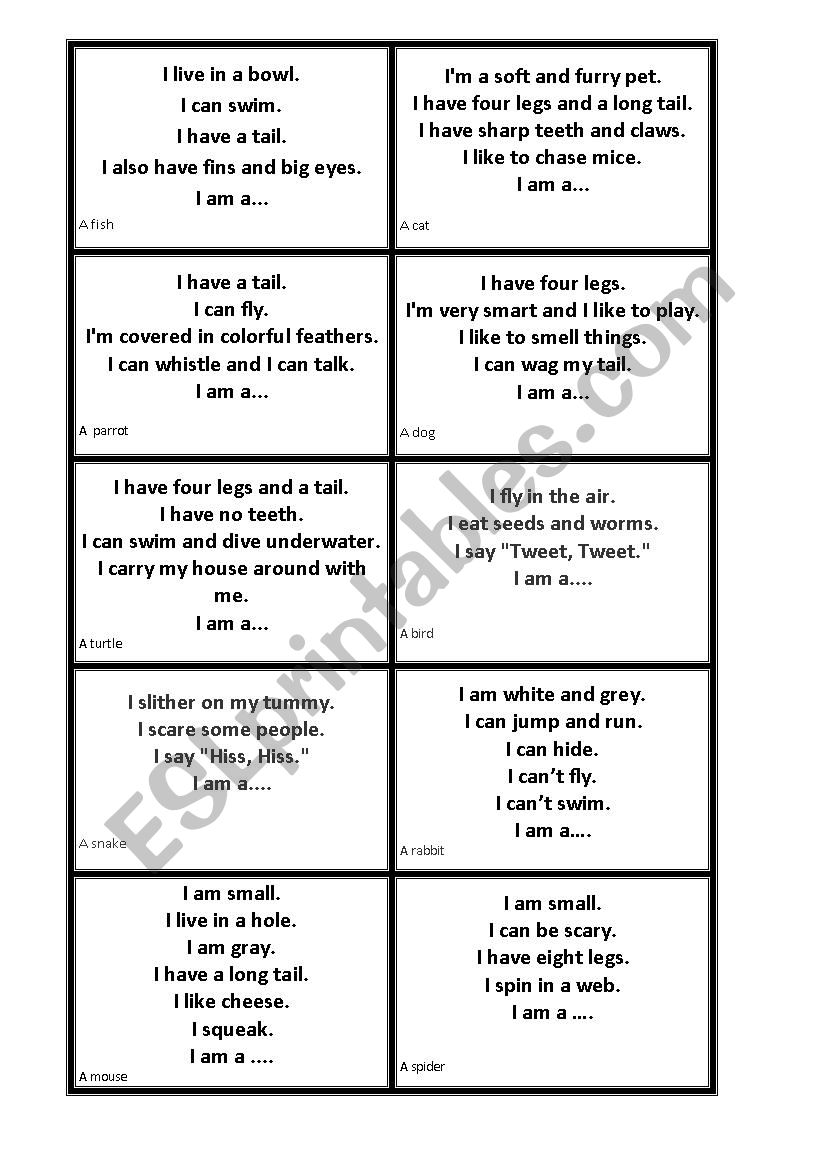 Animal - riddles worksheet