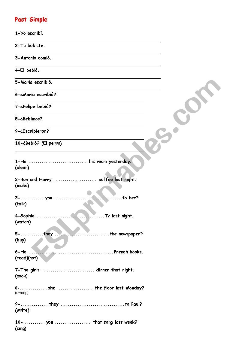 Past Simple worksheet