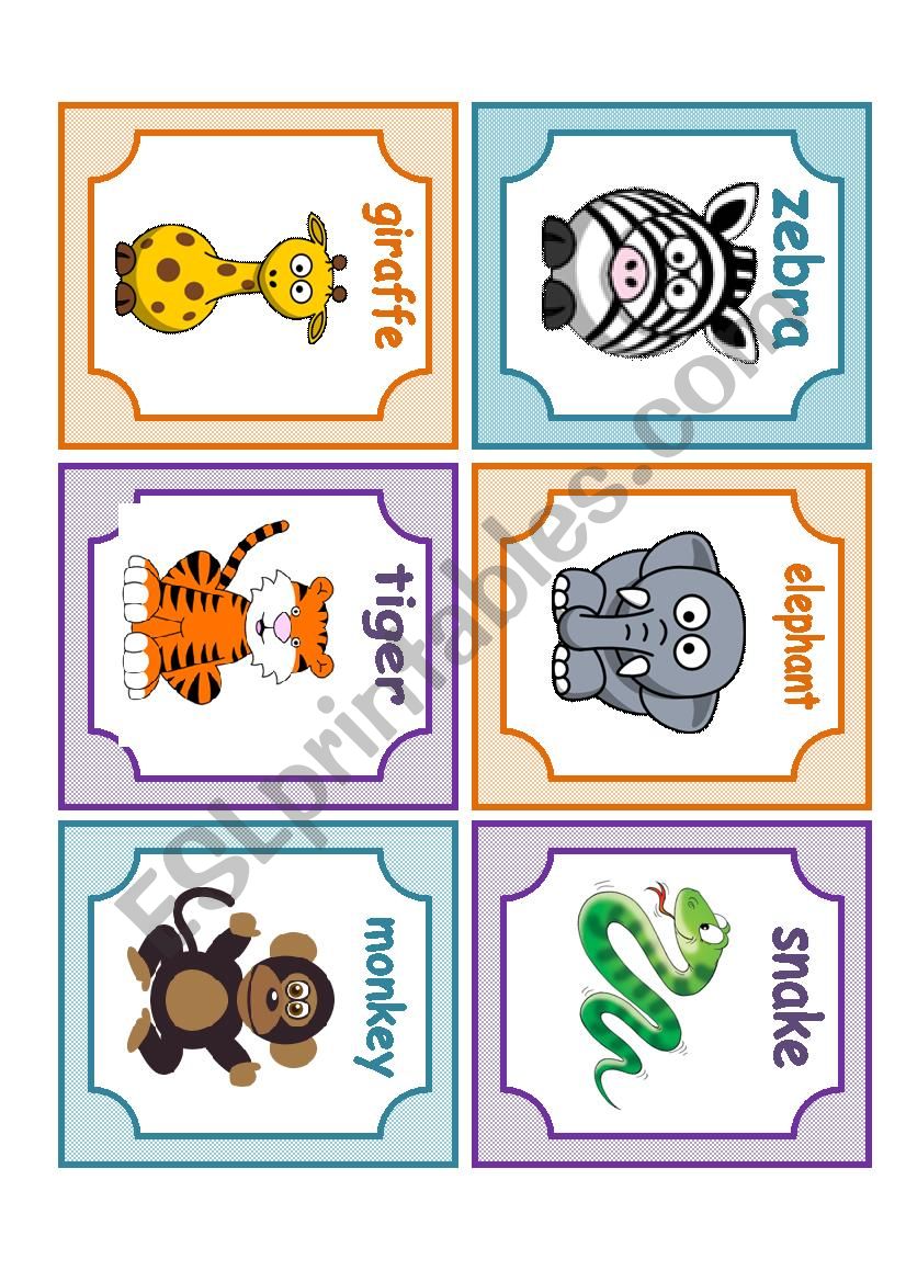 wild animals flashcards worksheet