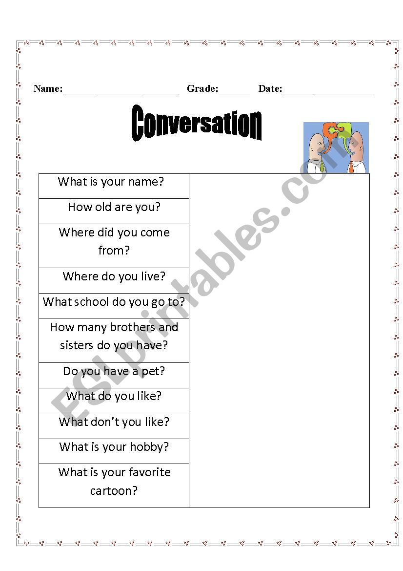 simple conversation worksheet