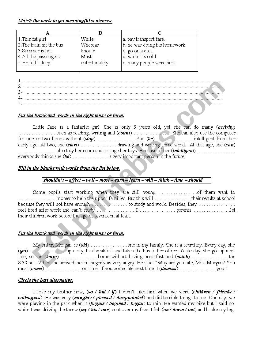 9th Form Worksheet 28 worksheet