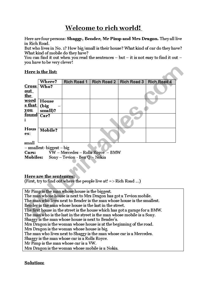 Game Relative Pronoun Whose worksheet