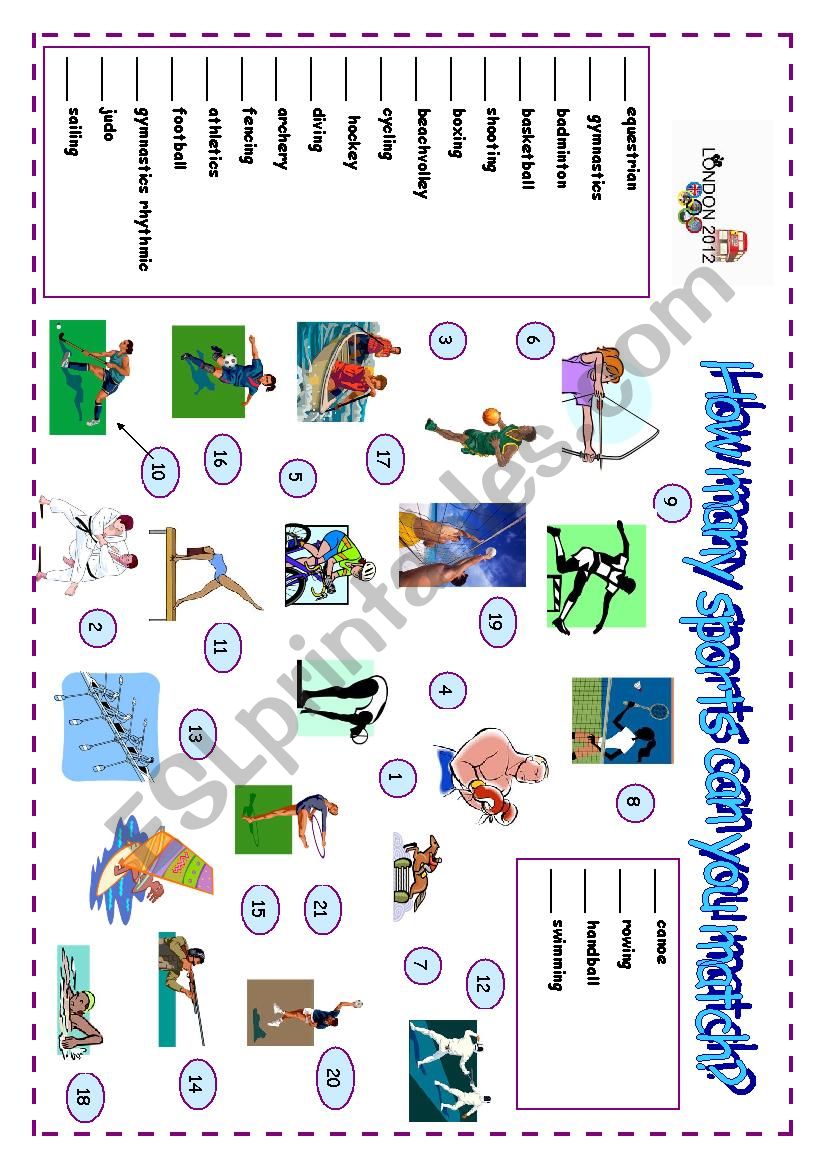 Vocabulary Olympic sports page 3