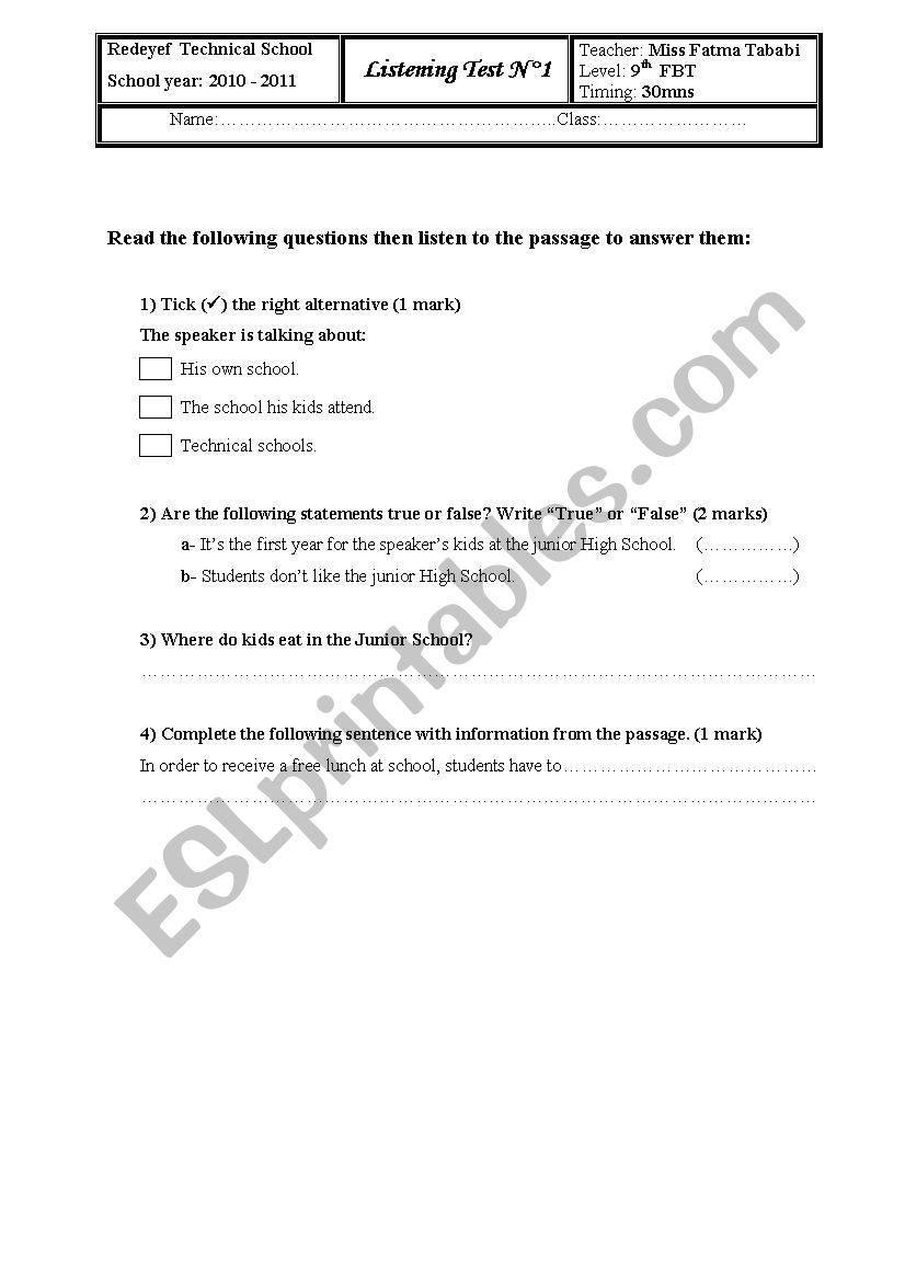 Global English Test  N 1 9th FBT