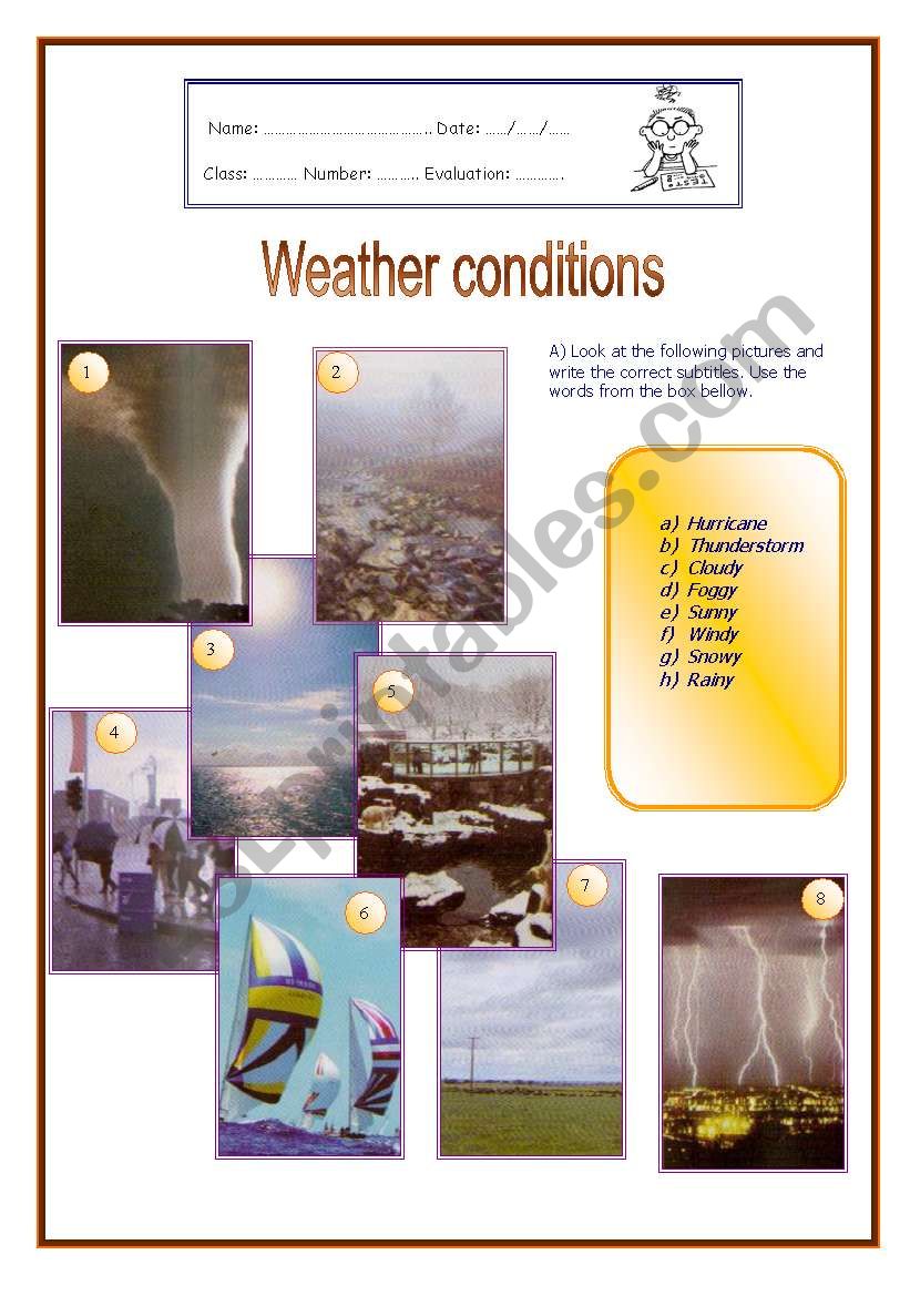 weather conditions worksheet