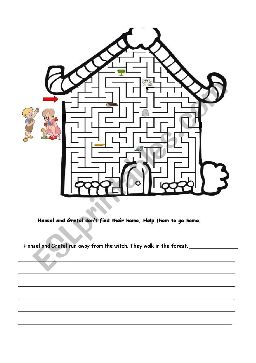 Hansel and Gretel Maze worksheet