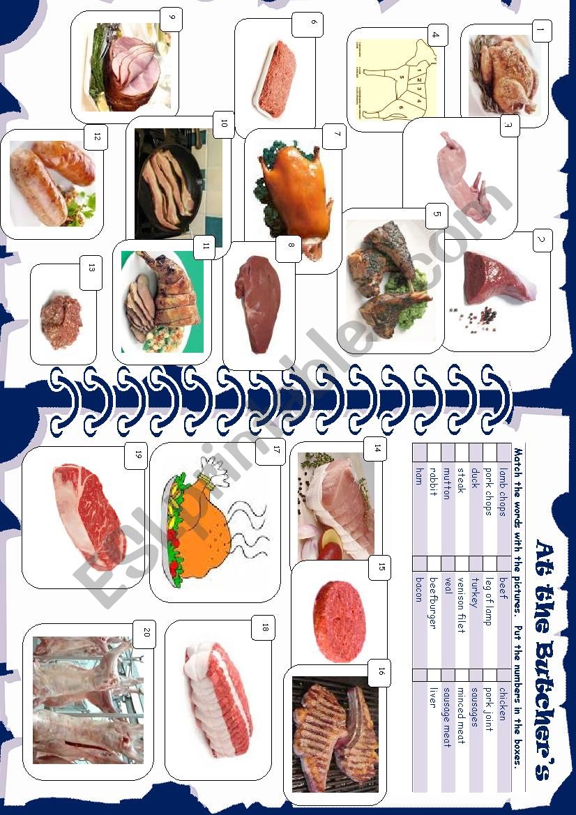 BUTCHERS SHOP worksheet