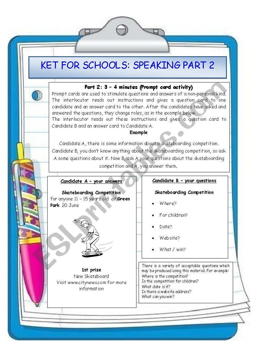 Speaking part2 KET for school exam