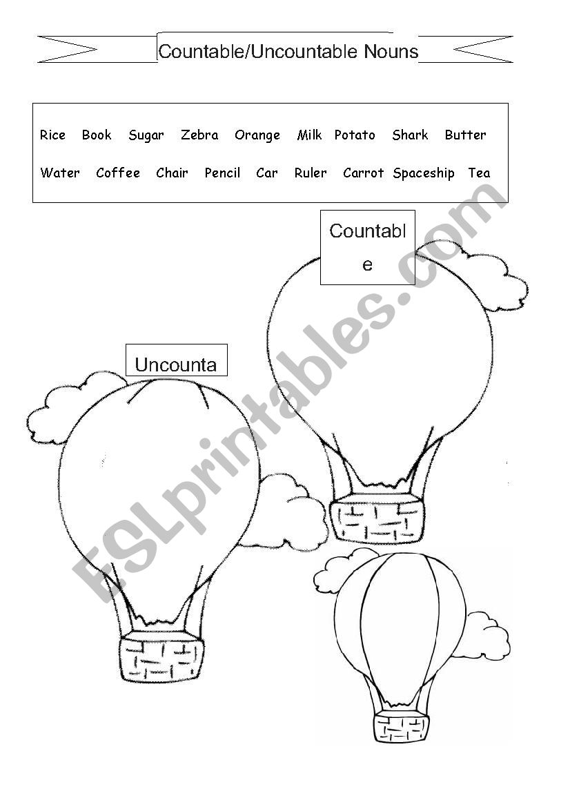 Countable/Uncountable Nouns worksheet