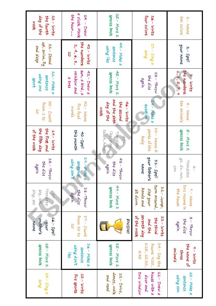 vocabulary game worksheet