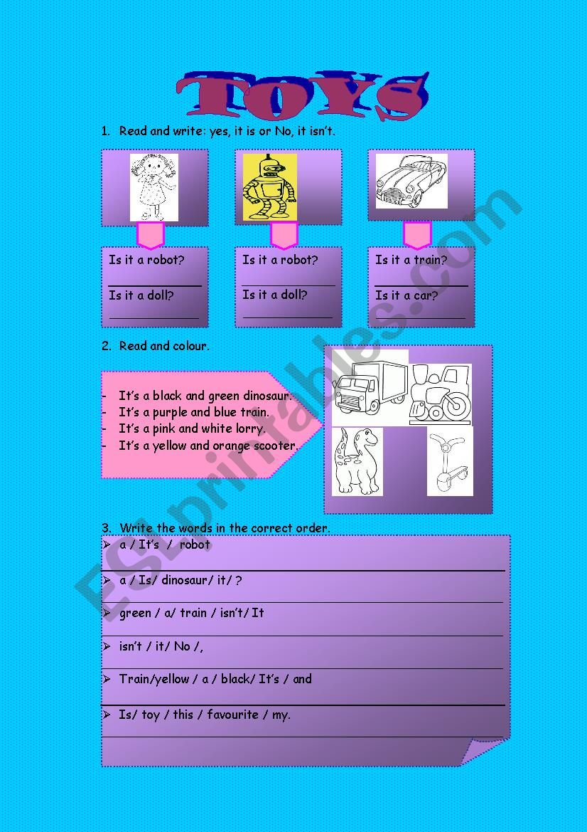 Toys worksheet