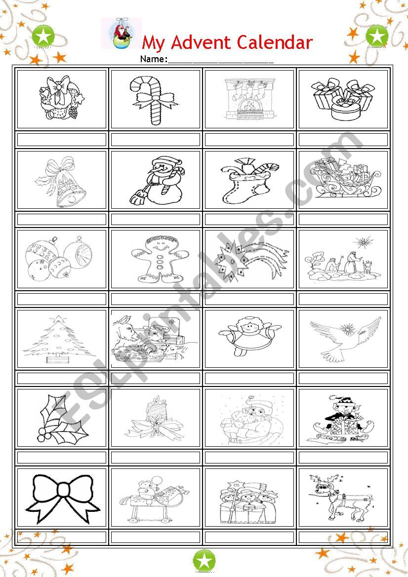 My Advent Calendar part 4- kids worksheet