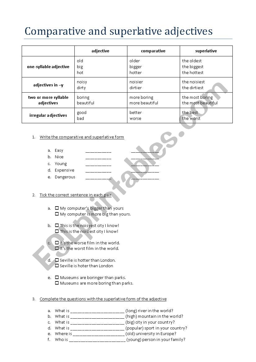 Comparative & Superlative Adjectives