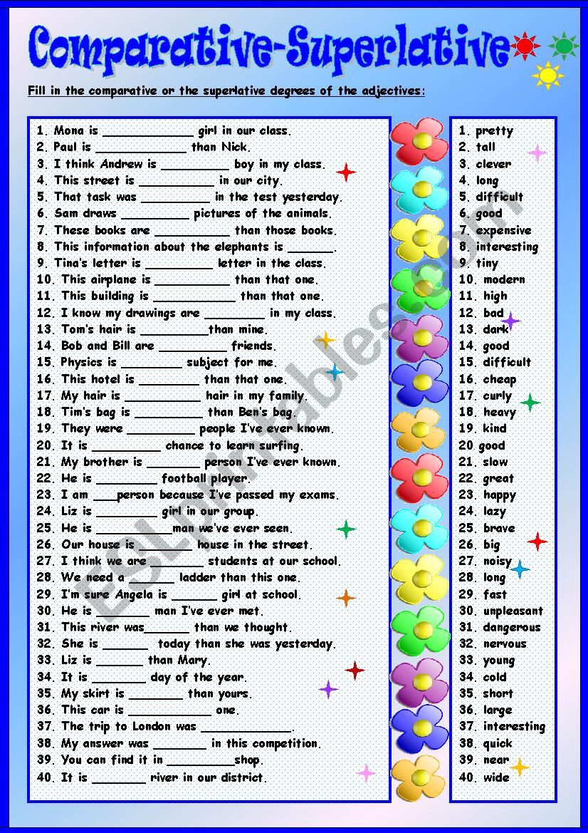 Comparative-Superlative worksheet