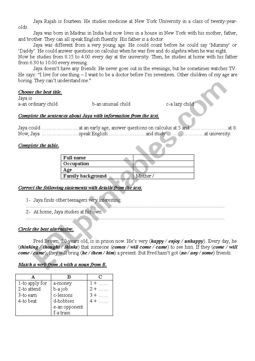 9th Form Worksheet 29 worksheet